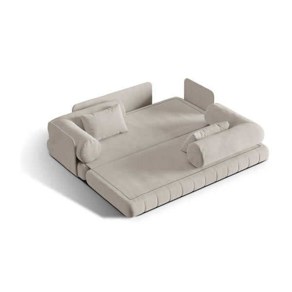 Beżowa aksamitna rozkładana sofa 206 cm Kemi – Cosmopolitan Design-image-1