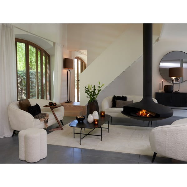 Kremowy puf z materiału bouclé Nalani – Light & Living-image-1