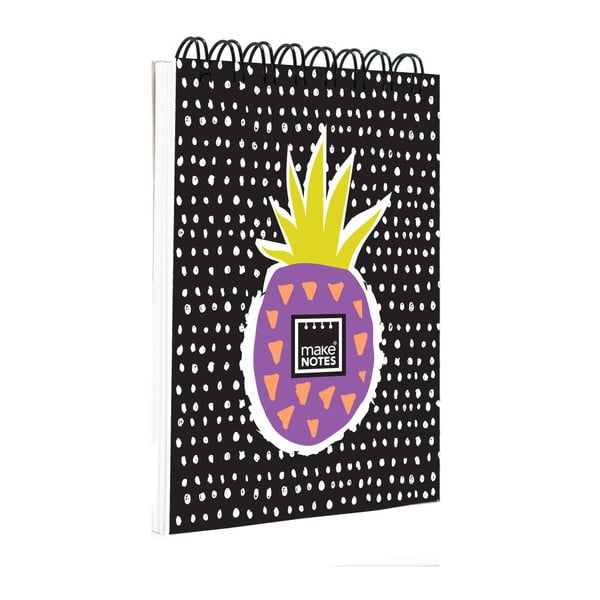 Czarny notatnik Makenotes Sweet Pineapple, A7