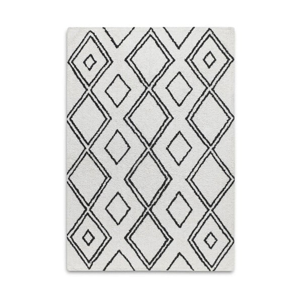 Czarno-biały dywan bawełniany w geometryczne wzory HF Living Morocco, 140x200 cm