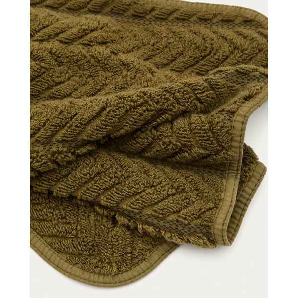 Zielony bawełniany ręcznik frotte 30x50 cm Rune – Kave Home-image-2