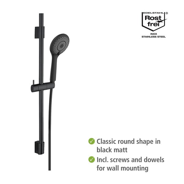 Czarny zestaw prysznicowy ze stali nierdzewnej 70 cm Water Saving – Wenko-image-3