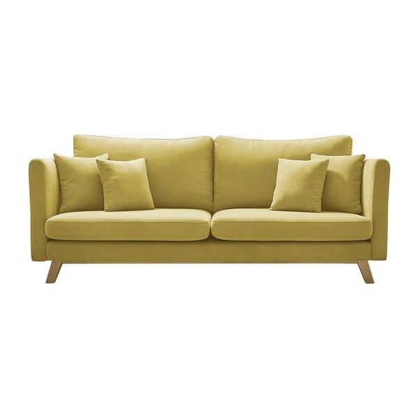 Żółta rozkładana sofa Bobochic Paris Triplo