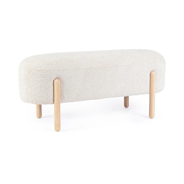 Kremowa tapicerowana ławka z materiału bouclé Dayla – Bizzotto-image-2