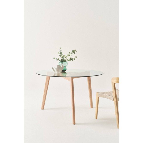 Okrągły stół z litego drewna dębowego ø 120 cm Malevik – Jotex-image-1