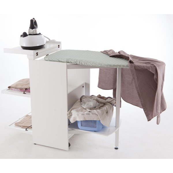 Biała składana deska do prasowania z szufladami Arredamenti Italia Stiromobile-image-3