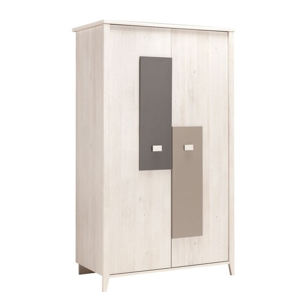 Szafa 2-drzwiowa z dekorem jasnego drewna wiśniowego i szarymi elementami Galipette Charly