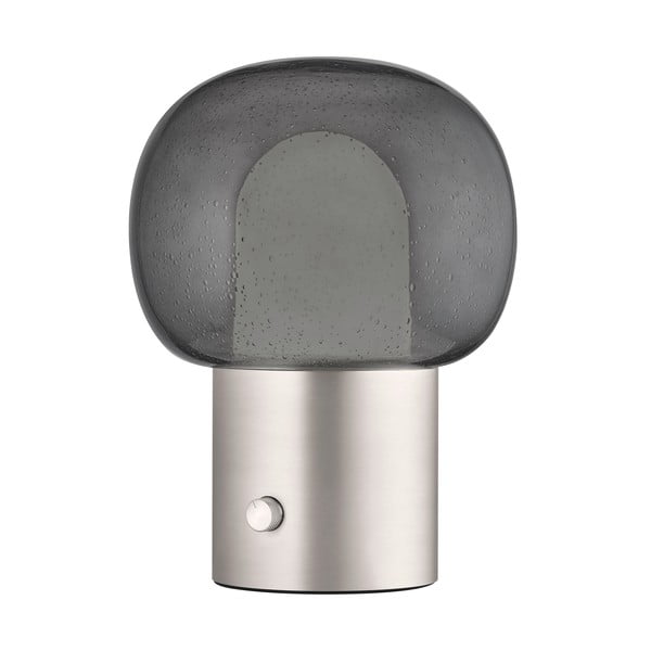 Aluminiowa lampa stołowa LED w kolorze srebra ze szklanym kloszem (wysokość 32 cm) Iris – Blomus