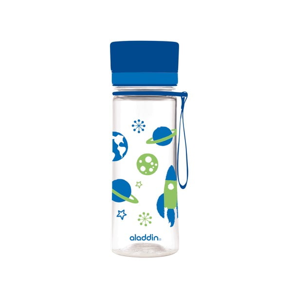 Butelka na wodę z niebieskim wieczkiem i nadrukiem Aladdin Aveo Kids Bloom, 350 ml