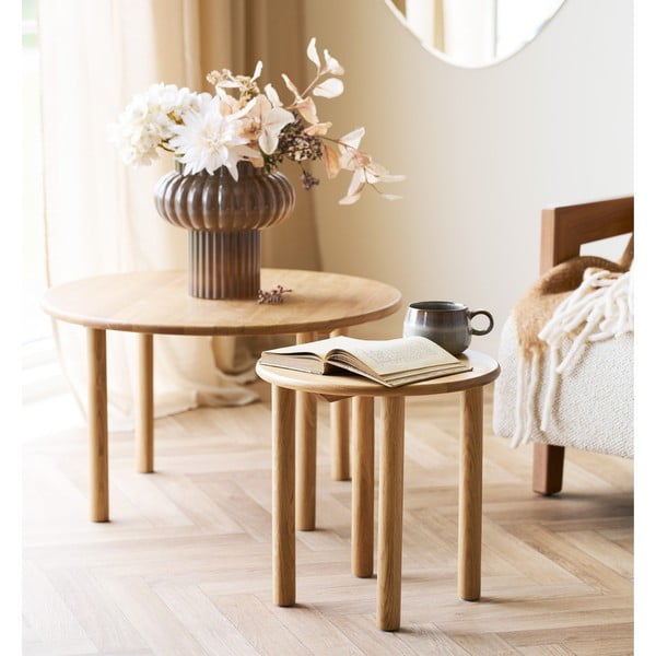 Okrągły stolik z litego drewna dębowego ø 40 cm Jena – House Nordic-image-2