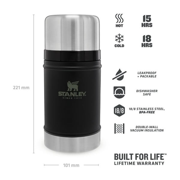 Czarny termos na jedzenie ze stali nierdzewnej 700 ml Legendary Classic Black – Stanley-image-4
