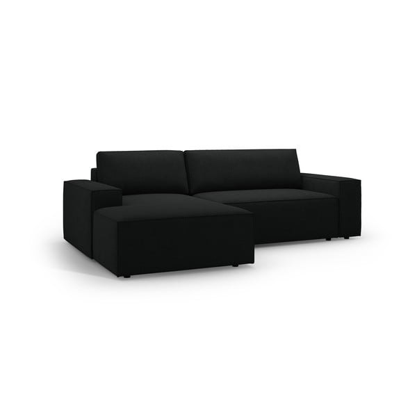 Czarny rozkładany narożnik z materiału bouclé (lewostronny) Jodie – Micadoni Home-image-2