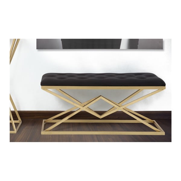 Ławka w czarno-złotym kolorze Mauro Ferretti Piramid, 100x40 cm-image-2