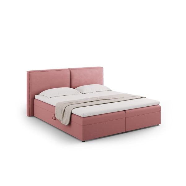 Różowe łóżko boxspring ze schowkiem 140x200 cm Arendal – Cosmopolitan Design-image-2