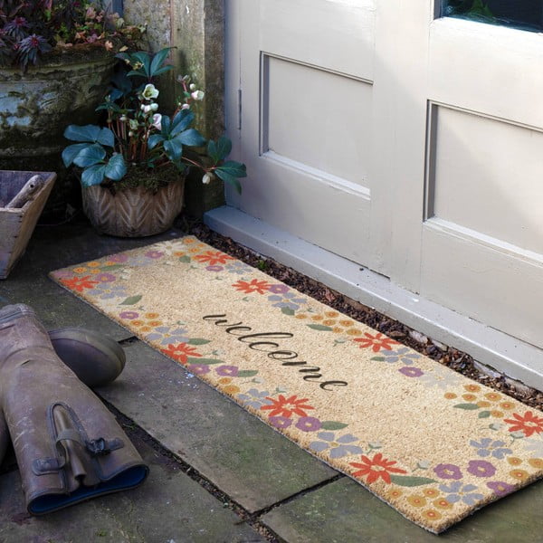 Wycieraczka z włókna kokosowego 40x120 cm Welcome Floral – Artsy Doormats-image-1