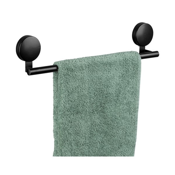 Czarny uchwyt ścienny na ręczniki Wenko Static-Loc® Pavia, szer. 40 cm-image-1