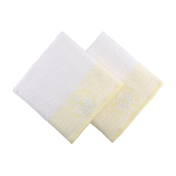Zestaw 2 ręczników se žlutým elementem Amada, 50x90 cm