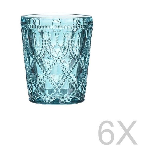 Zestaw 6 niebieskich przezroczystych szklanek InArt Glamour Beverage, wys. 10,5 cm