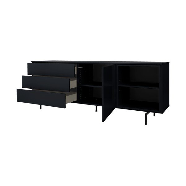 Czarna niska komoda 210x76 cm Plain – Tenzo-image-3