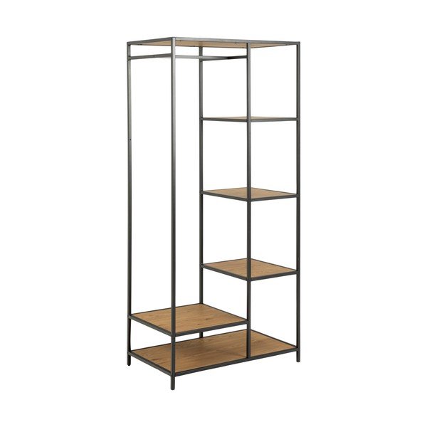 Czarno-naturalna szafa otwarta w dekorze dębu 77x165 cm Seaford – Actona-image-2