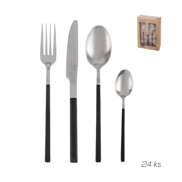 Sztućce ze stali nierdzewnej w czarno-srebrnym kolorze 24 szt. Skandi – Orion-image-4