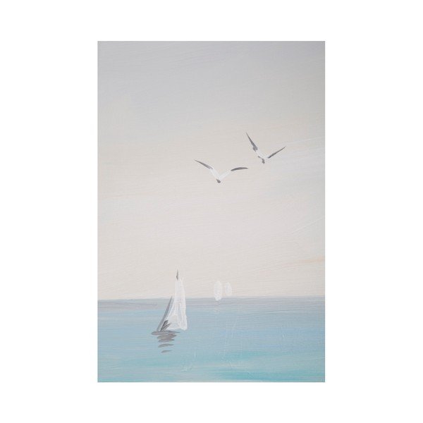 Ręcznie malowany obraz w ramie z drewna sosnowego Mauro Ferretti Beach Lifebuoy, 30x90 cm-image-4