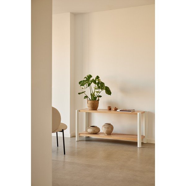 Kremowy/w jasnym naturalnym kolorze regał w dekorze dębu 126x59x43 cm Bona – Teulat-image-1