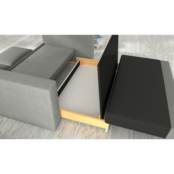 Jasnoszara aksamitna rozkładana/ze schowkiem sofa 151 cm Wave – ELTAP-image-2