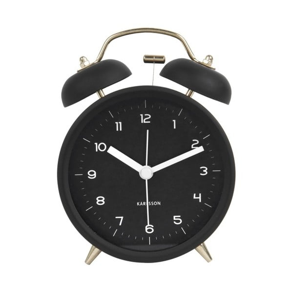 Czarny budzik Karlsson Classic Bell, ⌀ 10 cm