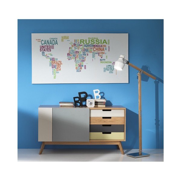 Ścienna mapa świata na płótnie Tomasucci Text World, 80x160 cm-image-1