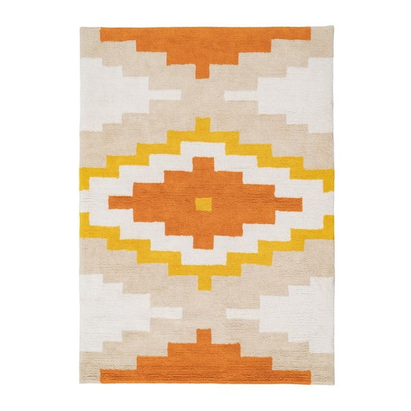 Pomarańczowy bawełniany dywan odpowiedni do prania 120x160 cm Azteca – Ixia