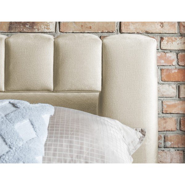 Beżowe tapicerowane łóżko dwuosobowe ze schowkiem ze stelażem 140x200 cm Lamica – ELTAP-image-4