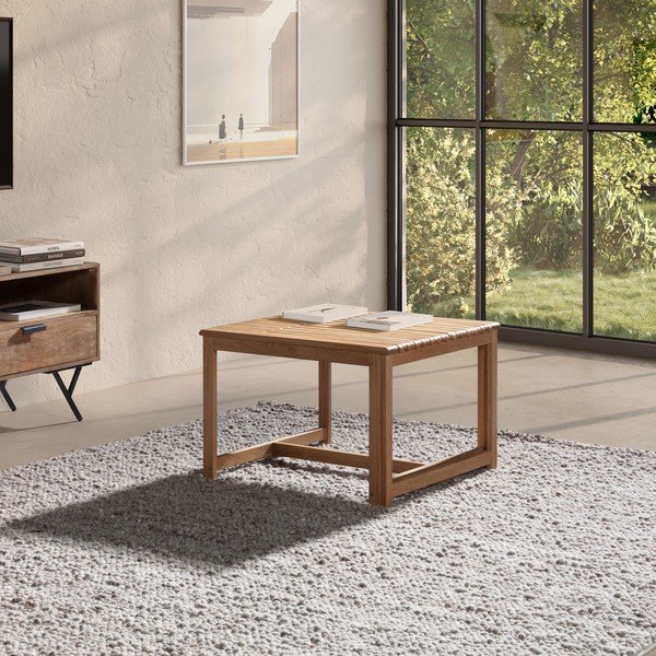 Stolik z litego drewna dębowego w naturalnym kolorze 60x70 cm Unai – MOME-image-1