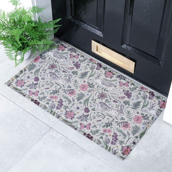 Wycieraczka z PVC 40x70 cm Hare Wildflowers – Artsy Doormats-image-1