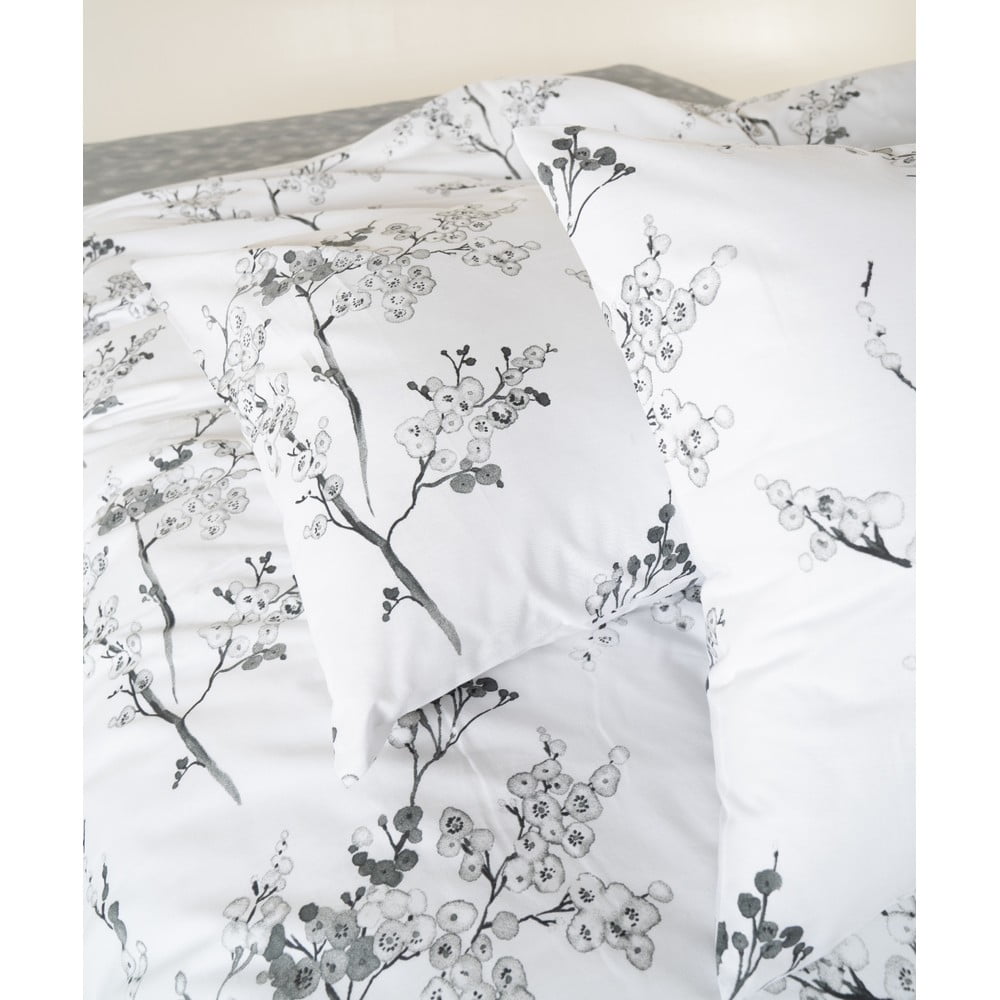 Biało-szara pościel dwuosobowa z bawełny renforcé 240x220 cm White Floral – Mila Home Luxury (zdjęcie 9)