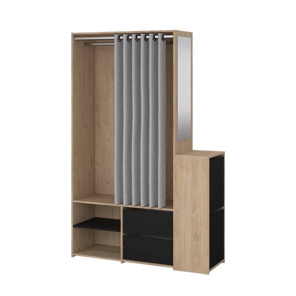 Czarno-naturalny zestaw do przedpokoju w dekorze dębu Kit – Tvilum-image-2