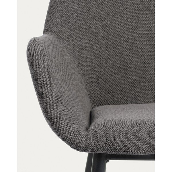 Antracytowy tapicerowany fotel jadalniany Konna – Kave Home-image-4