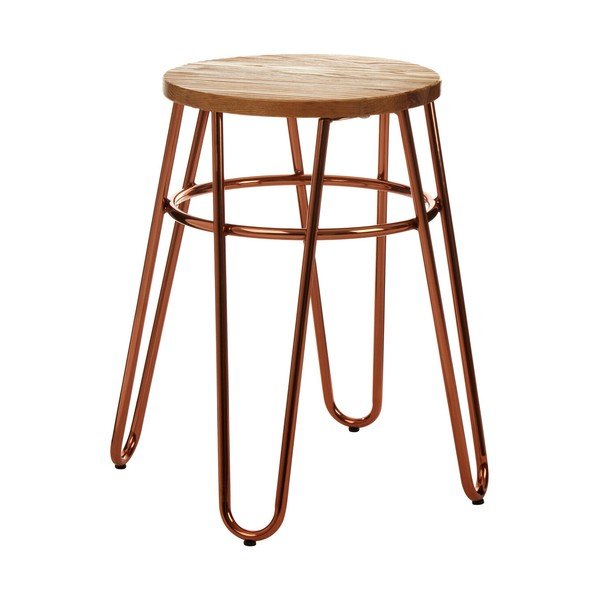 Stołek z litego drewna wiązu w naturalnym kolorze/w kolorze różowego złota District – Premier Housewares