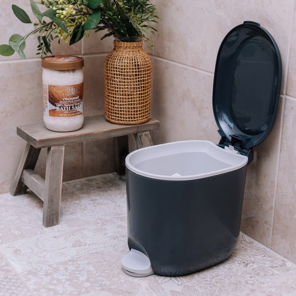 Ciemnoszary plastikowy kosz na śmieci z pedałem 3,5 l – Addis-image-4