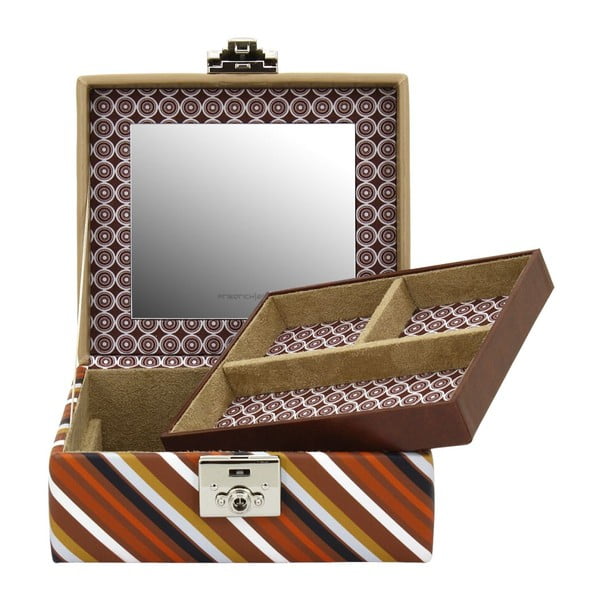 Brązowa szkatułka Friedrich Lederwaren Diagona, 17x15 cm