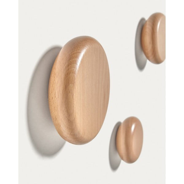 Ścienne drewniane haczyki w naturalnym kolorze zestaw 3 szt. Nadue – Kave Home-image-1