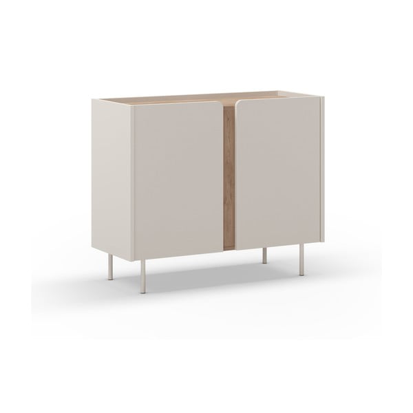 Kremowo-naturalna szafka w dekorze dębu 100x82,5x40 cm Lucile – Marckeric-image-2