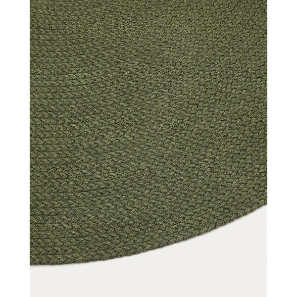 Zielony okrągły dywan odpowiedni na zewnątrz z włókien z recyklingu ø 150 cm Despas – Kave Home-image-4