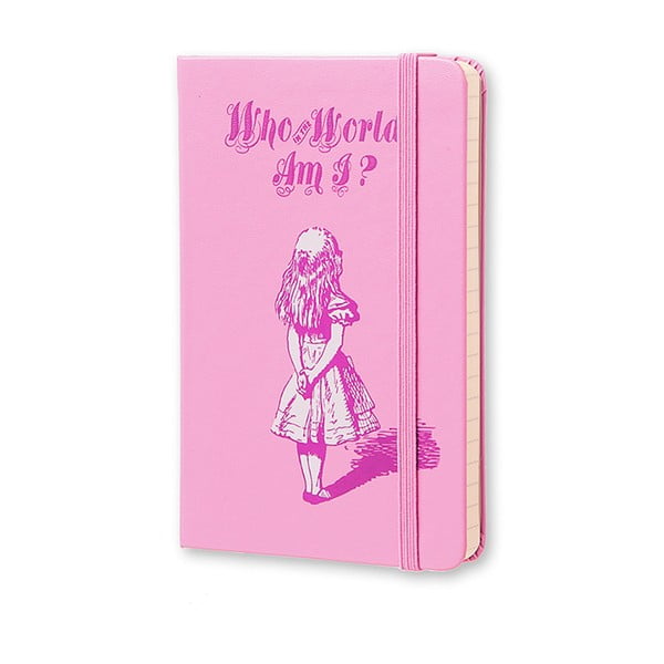 Różowy notatnik gładki Moleksine Alice in Wonderland, mały