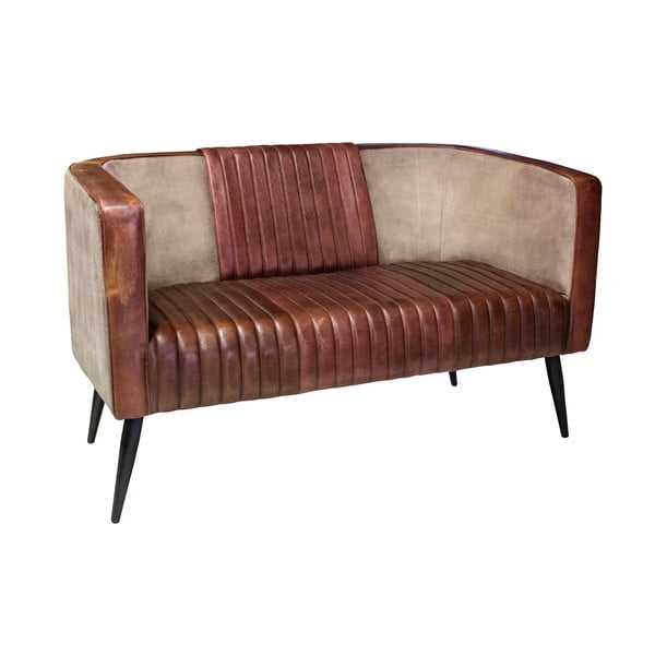 Brązowa skórzana sofa 134 cm – Antic Line