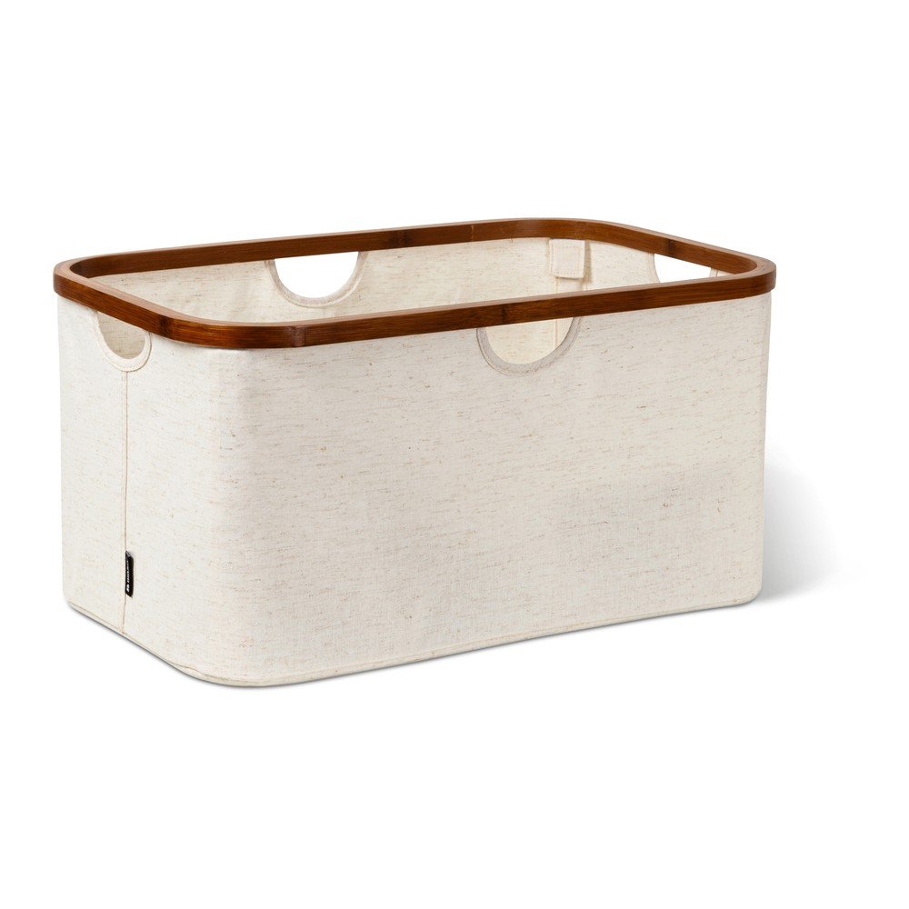 Kremowy tekstylny kosz na pranie składany Bamboo/Linen – Bigso