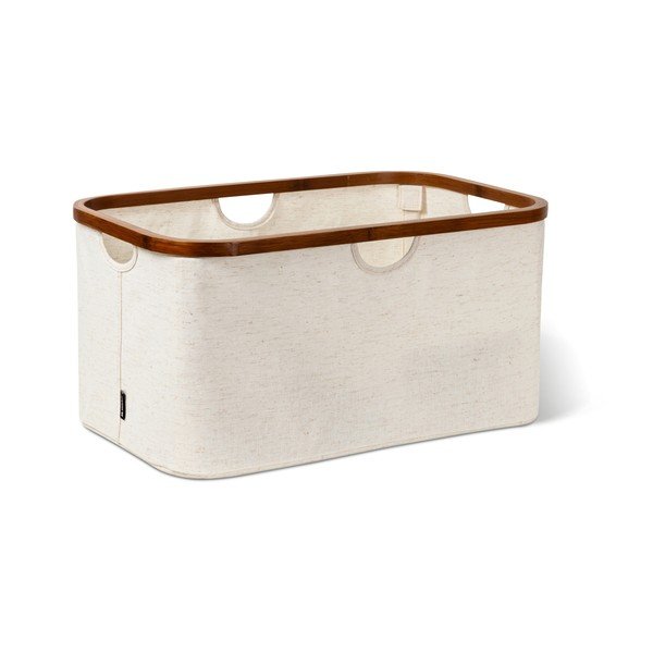 Kremowy tekstylny kosz na pranie składany Bamboo/Linen – Bigso