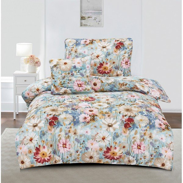 Pościel jednoosobowa z mikrosatyny 3-częściowa 140x200 cm Rachel – My House-image-1