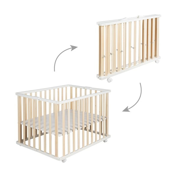 Biało-naturalny kojec dla dzieci 100x75 cm – Roba-image-3