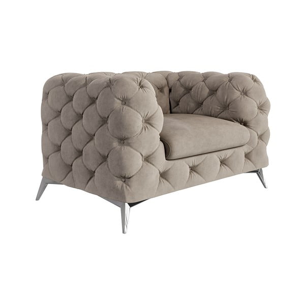 Szarobeżowy aksamitny fotel Chelsea – Ropez